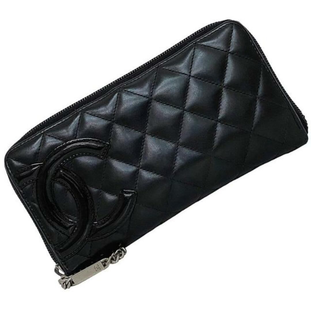 CHANEL(シャネル)のシャネル ラウンドファスナー 長財布 ブラック シルバー カンボン A50078 美品 ココマーク レザー 中古 20番台 CHANEL 黒黒 ファスナー 財布 ヴィンテージ 定番 人気 キルティング シンプル チェーン お洒落 高級感 レディースのファッション小物(財布)の商品写真