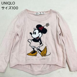 ユニクロ(UNIQLO)のUNIQLO サイズ100 ミニーちゃん 薄手ニット 女の子向け ディズニー(ニット)