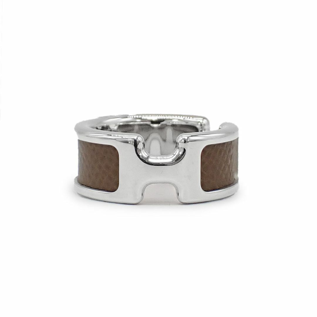 Hermes(エルメス)の未使用品 エルメス オランプ リング 指輪 H500058FK Mサイズ 14号 シルバー エトゥープ メタル ヴォー・エプソン Hモチーフ アクセサリー  レディースのアクセサリー(リング(指輪))の商品写真