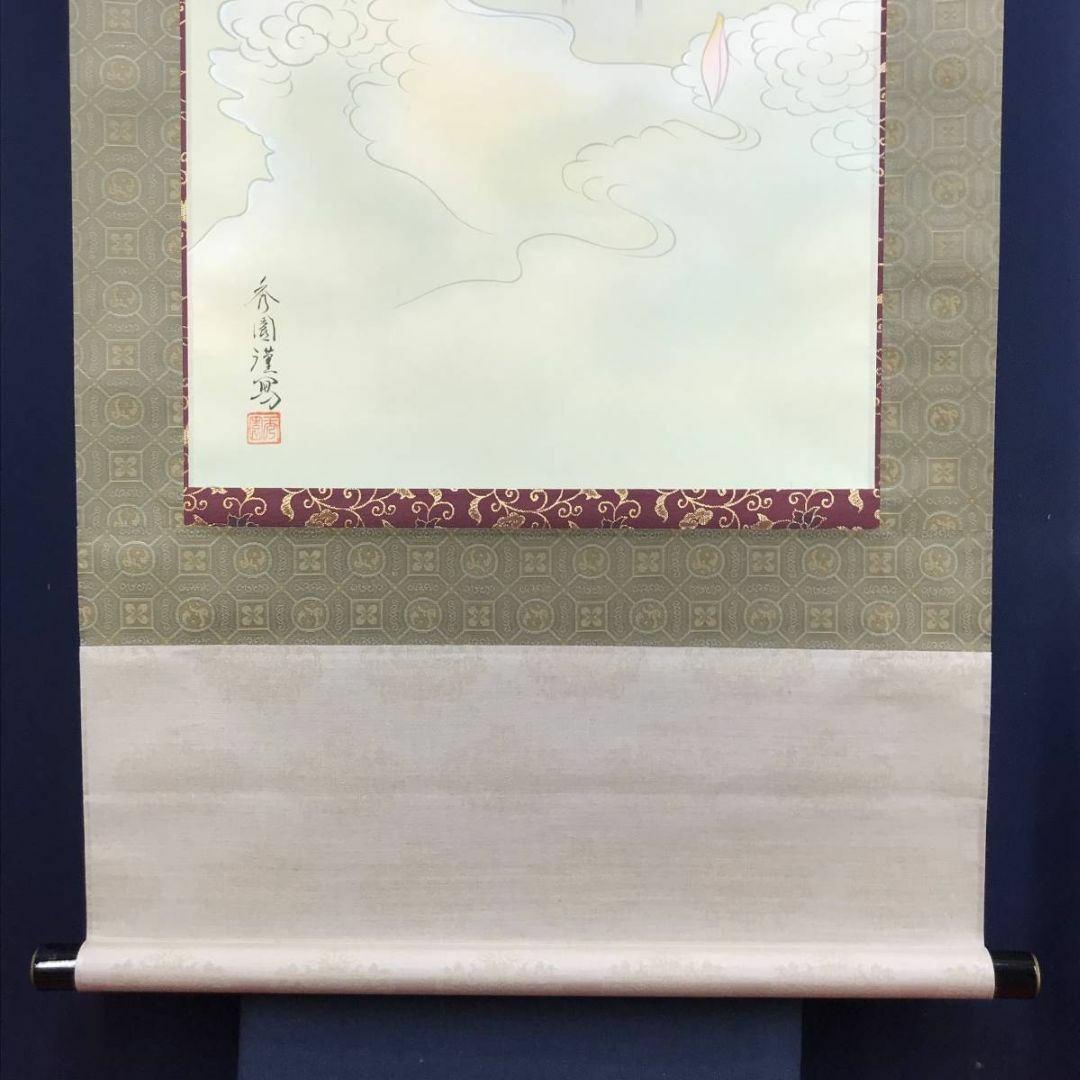 真作/園田秀園/聖蓮花図/蓮図/ハス図/掛軸☆宝船☆AD-458の通販 真作/園田秀園/聖蓮花図/蓮図/ハス図/掛軸☆宝船☆AD-458の通販