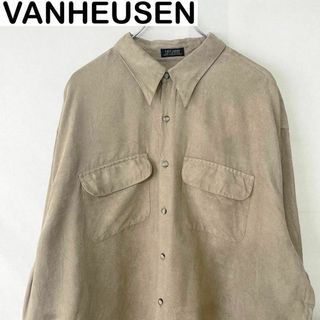 VANHEUSEN L/S フェイクスウェードシャツ　古着　ヴィンテージ(シャツ)