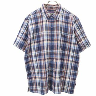 パタゴニア(patagonia)のパタゴニア アウトドア 半袖 チェックシャツ XL ネイビー系 patagonia メンズ 古着 【240403】(シャツ)