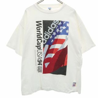 アディダス(adidas)のアディダス 90s USA製 オールド プリント 半袖 Tシャツ L ホワイト adidas メンズ 古着 【240403】 メール便可(Tシャツ/カットソー(半袖/袖なし))