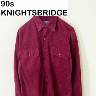 90s KNIGHTSBRIDGE フェイクスウェード　シャツ　長袖　古着(シャツ)