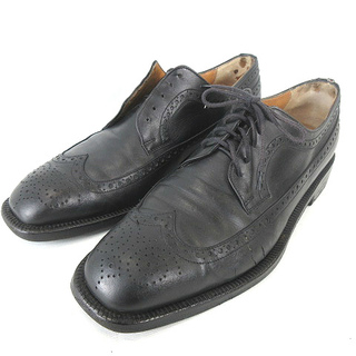サルヴァトーレフェラガモ(Salvatore Ferragamo)のサルヴァトーレフェラガモ レザー ウィングチップ シューズ 靴 黒 7D(ローファー/革靴)