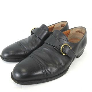 サルヴァトーレフェラガモ(Salvatore Ferragamo)のサルヴァトーレフェラガモ レザー モンク ストラップンシューズ 靴 黒 7 EE(スリッポン/モカシン)