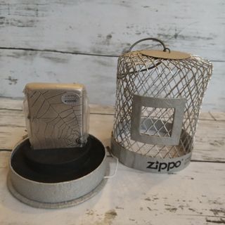 ジッポー(ZIPPO)の希少 限定 zippo 蜘蛛 スパイダー かご ケース ジッポ シリアルナンバー(タバコグッズ)