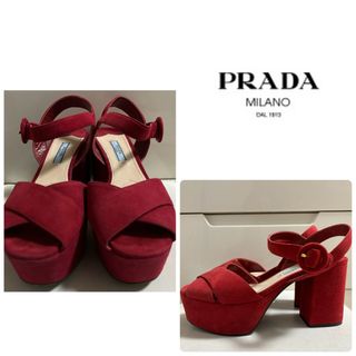 プラダ(PRADA)のプラダ　レッドスエード　サンダル(サンダル)