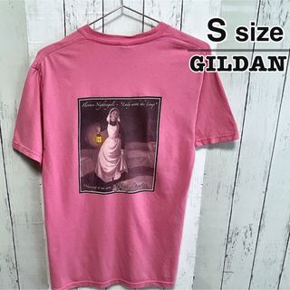 ギルタン(GILDAN)のUSA古着　GILDAN　Tシャツ　Sサイズ　ピンク　ナイチンゲール　カレッジ(Tシャツ/カットソー(半袖/袖なし))