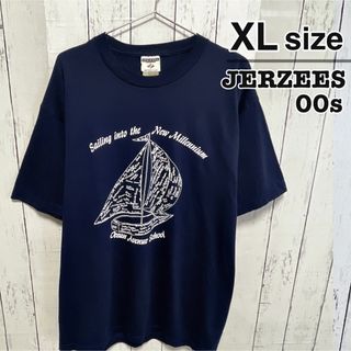 ジャージーズ(JERZEES)のJERZEES　00s　Tシャツ　XL　ネイビー　プリント　スクール　USA古着(Tシャツ/カットソー(半袖/袖なし))