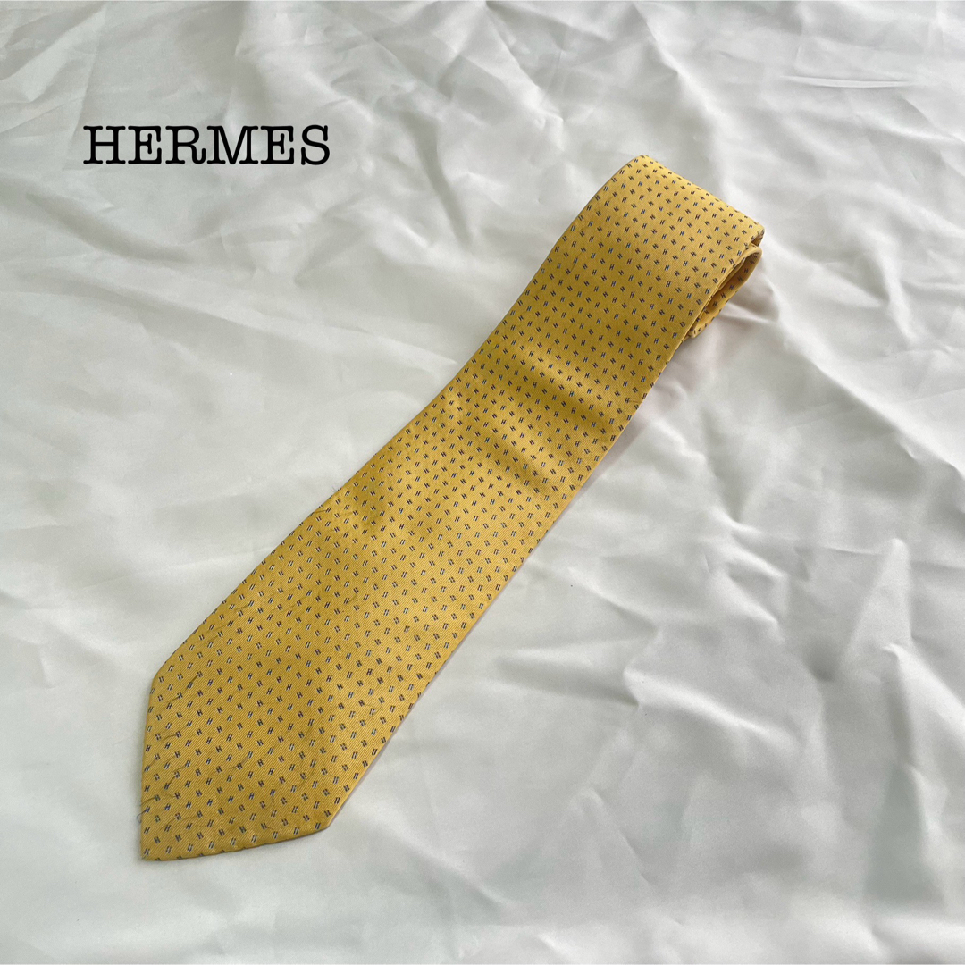 Hermes(エルメス)のHERMES エルメス ネクタイ 黄色 シルク メンズ ブランド メンズのファッション小物(ネクタイ)の商品写真