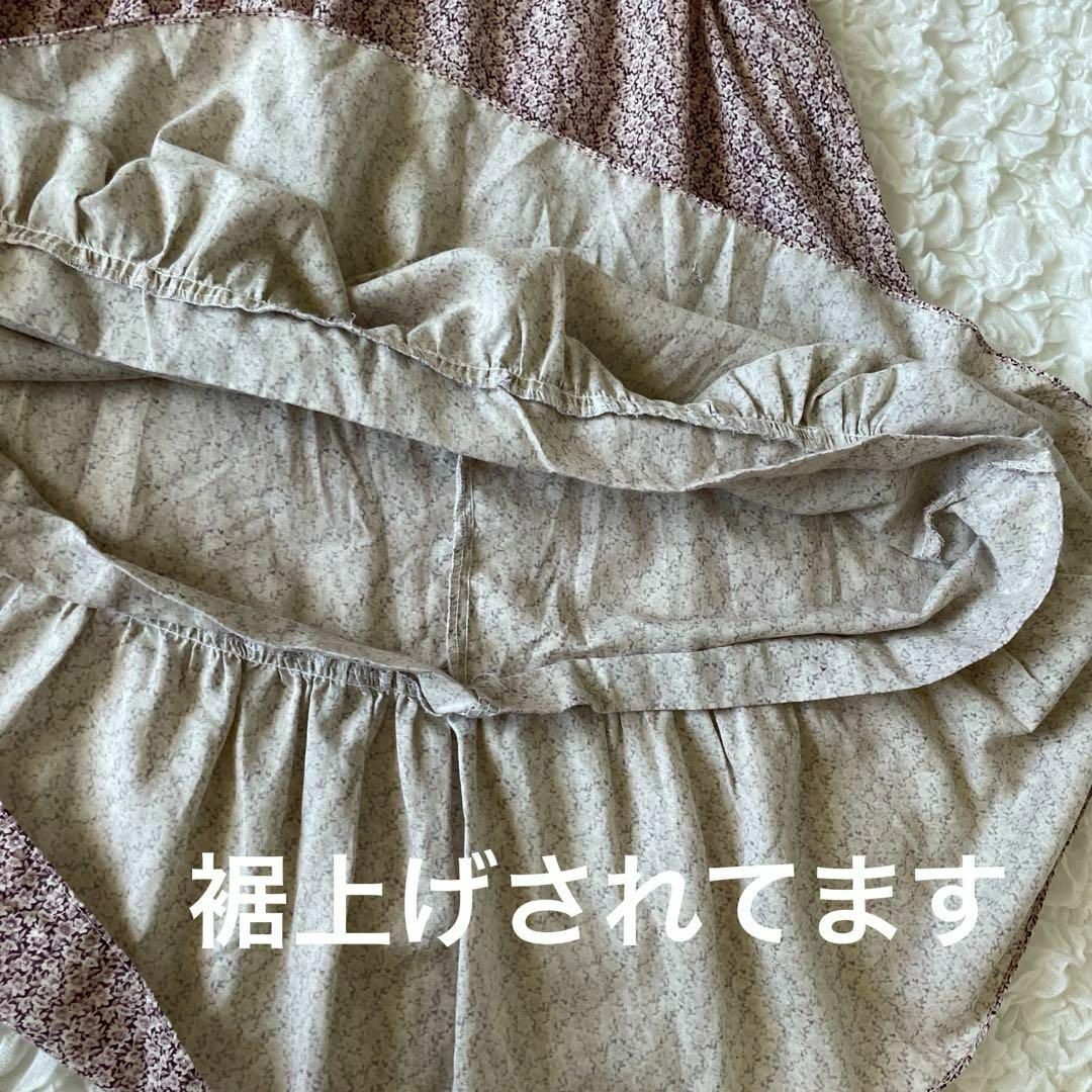 VINTAGE(ヴィンテージ)の【大きめサイズ】ヴィンテージ　レース×小花柄　ボタン　レトロワンピース レディースのワンピース(ロングワンピース/マキシワンピース)の商品写真