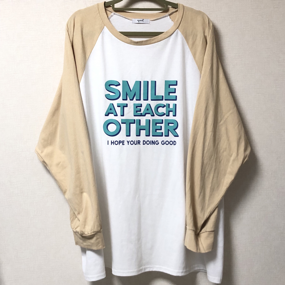 しまむら(シマムラ)の極美品♡nozomiコラボ 大人気即完売レア！ラグランTシャツ長袖　ベージュ　M レディースのトップス(Tシャツ(長袖/七分))の商品写真