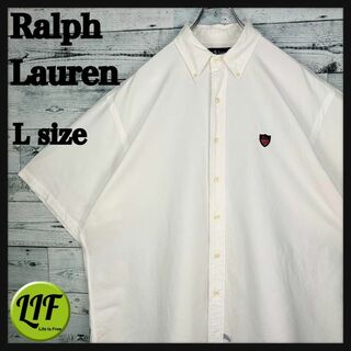 ラルフローレン(Ralph Lauren)のラルフローレン POLO刺繍ロゴ 半袖 BDシャツ ホワイト L(シャツ)