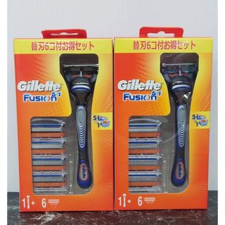 ジレット(Gillette)のGilletteジレット フュージョン5+1  ホルダー付 替刃6個付　2セット(カミソリ)