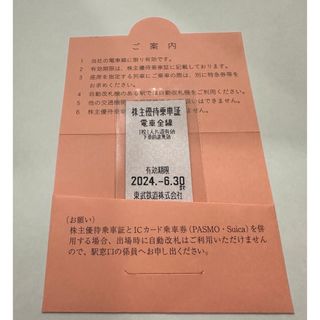 東武鉄道 株主優待乗車証 1枚 2024.6/30迄(鉄道乗車券)