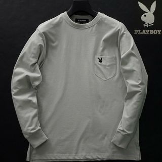 プレイボーイ(PLAYBOY)の新品 プレイボーイ 24年春夏 バニー ロゴ 刺繍 カットソー L 灰(Tシャツ/カットソー(七分/長袖))