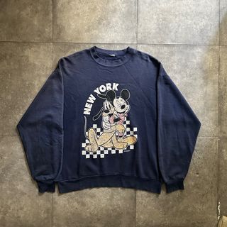 Disney - 80s90s disney ミッキー&プルート スウェット USA製 ネイビー