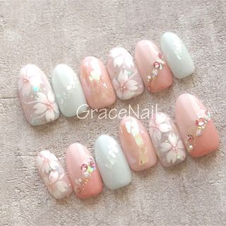 No.1181 現品販売！ネイルチップ　桜/ピンク/フラワー コスメ/美容のネイル(つけ爪/ネイルチップ)の商品写真