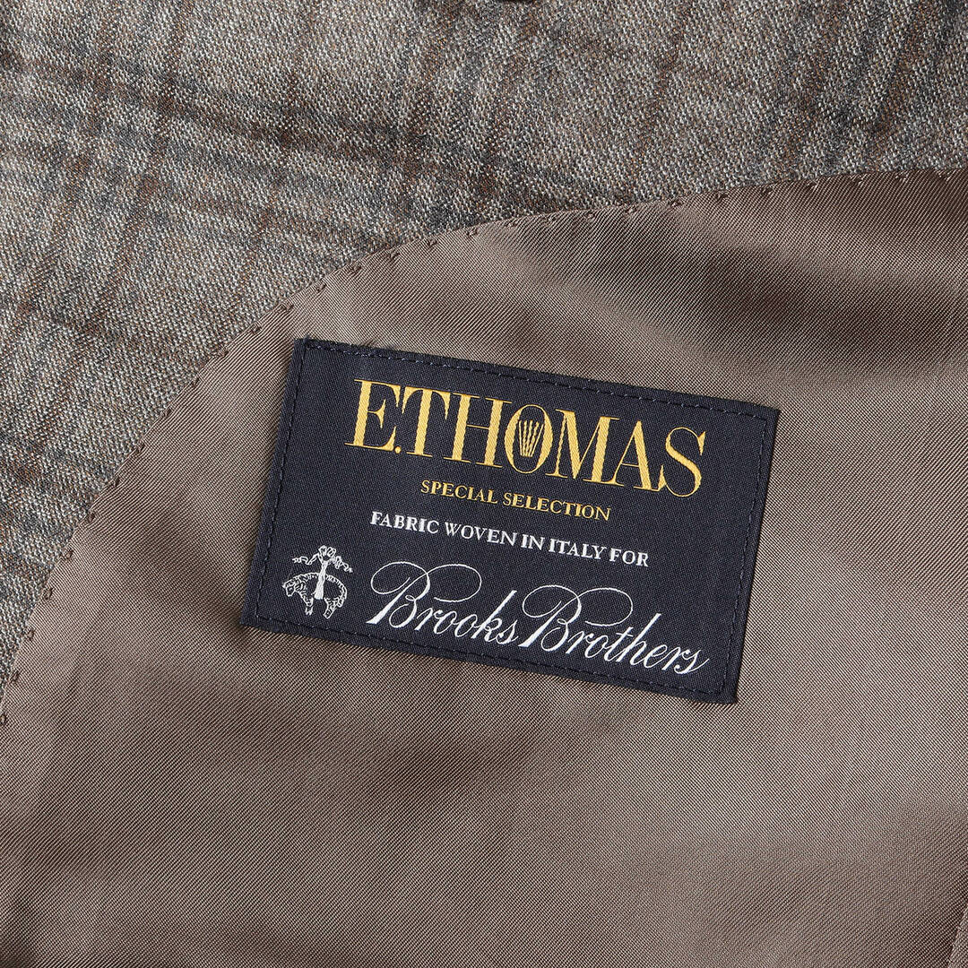 Brooks Brothers(ブルックスブラザース)のBROOKS BROTHERS ブルックスブラザーズ ジャケット サイズ:42R E.THOMAS チェックオンチェック カシミア混ウール 2B テーラードジャケット REGENT ビジネス グレー ブラウン アウター ブレザー 上着【メンズ】【中古】 メンズのジャケット/アウター(テーラードジャケット)の商品写真