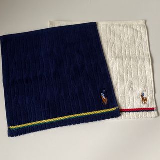 ラルフローレン(Ralph Lauren)のラルフローレン タオルハンカチ 2セット スプーンケーブル ポロ刺繍 色違い(ハンカチ)