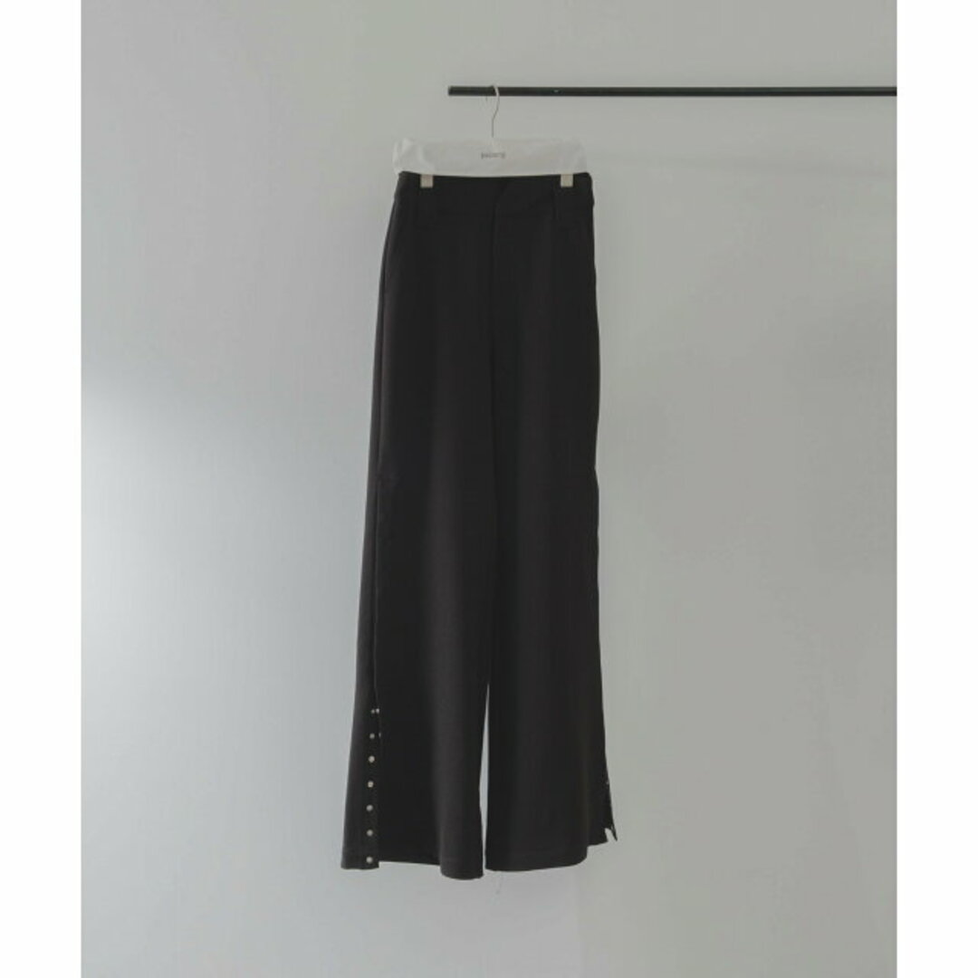 PAL GROUP OUTLET(パルグループアウトレット)の【ブラック】【Pasterip】Jersey button slit pants レディースのパンツ(その他)の商品写真