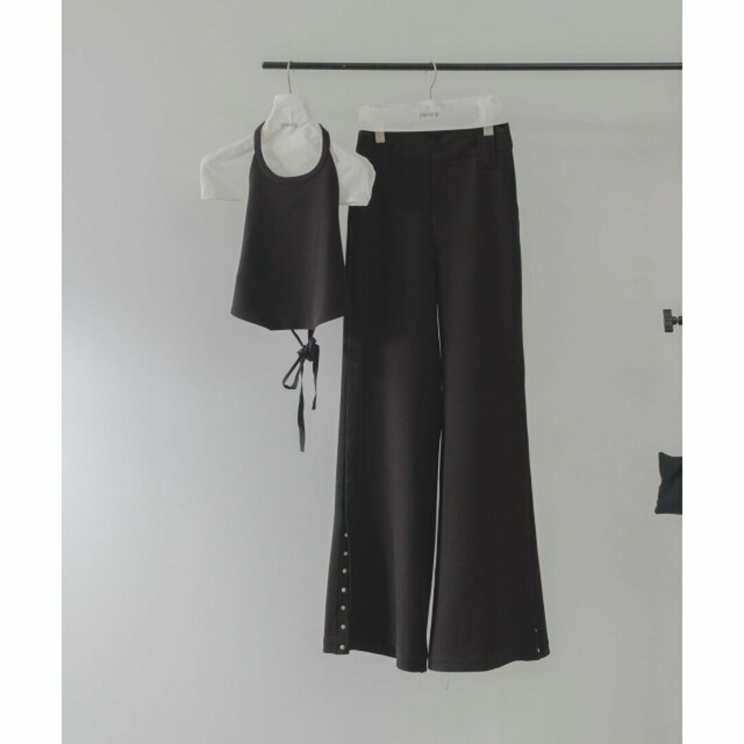 PAL GROUP OUTLET(パルグループアウトレット)の【ブラック】【Pasterip】Jersey button slit pants レディースのパンツ(その他)の商品写真