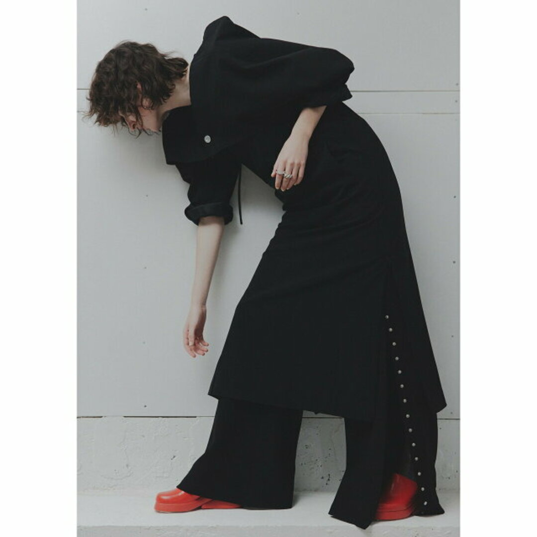 PAL GROUP OUTLET(パルグループアウトレット)の【ブラック】【Pasterip】Jersey button slit pants レディースのパンツ(その他)の商品写真