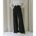 【ブラック】【Pasterip】Jersey button slit pants