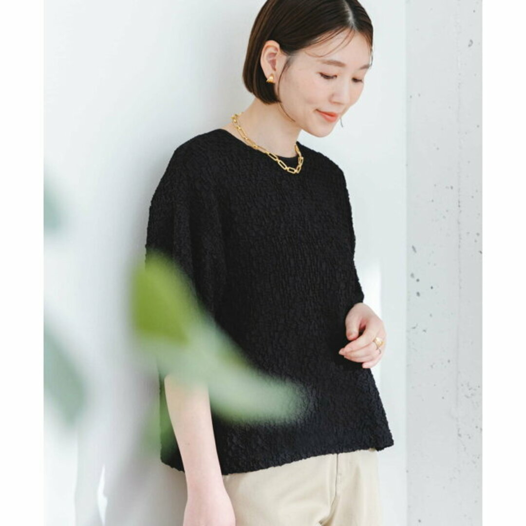 URBAN RESEARCH ROSSO(アーバンリサーチロッソ)の【BLACK】F by ROSSO バックリボンワッシャーカットブラウス レディースのトップス(シャツ/ブラウス(長袖/七分))の商品写真