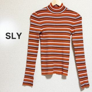 スライ(SLY)のSLY スライ　ニット　ボーダー　ブルー　ピンク　ブラウン　オレンジ　ハイネック(ニット/セーター)