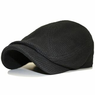 帽子 ゴルフ メンズ 男女兼用 普通サイズ　ハンチング ワッフル ブラック(ハンチング/ベレー帽)