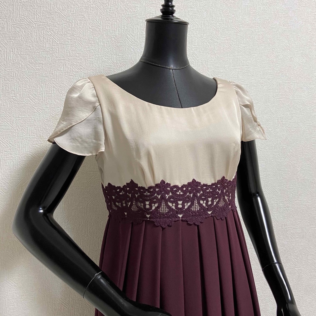 AIMER(エメ)の꧁ AIMER エメ ウエストレース バイカラー ドレスワンピース レディースのフォーマル/ドレス(ミディアムドレス)の商品写真