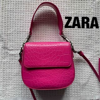 ザラ(ZARA)のZARA ザラ ネオン ピンク ボディ ハンド ショルダー バッグ アニマル柄(ショルダーバッグ)