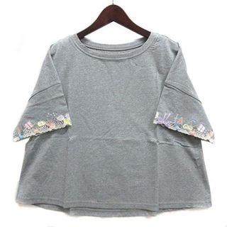 franche lippee - フランシュリッペ レース 刺繍 Tシャツ カットソー 半袖 グレー M