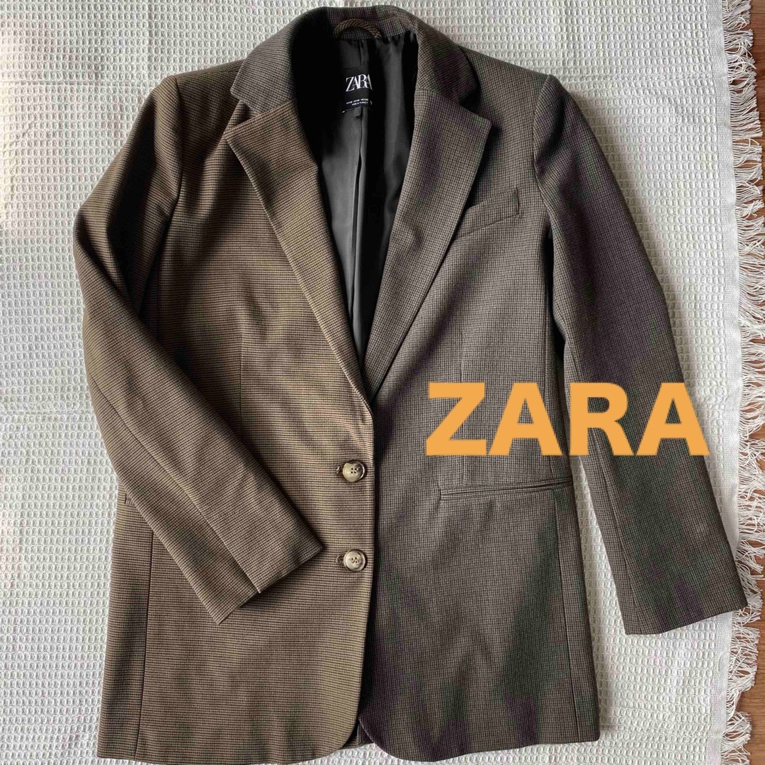 ZARA(ザラ)のZARA ザラ ブラウン ブラック チェック バイカラー ジャケット レディースのジャケット/アウター(テーラードジャケット)の商品写真