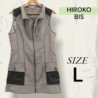 ヒロコビス(HIROKO BIS)のHIROKO BIS ヒロコビス ワンピース ミニ ノースリーブ 麻 シルク(ミニワンピース)