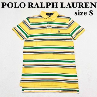 ポロラルフローレン(POLO RALPH LAUREN)のポロバイラルフローレン　メンズ半袖ポロシャツ　ボーダー　イエロー系　S(ポロシャツ)