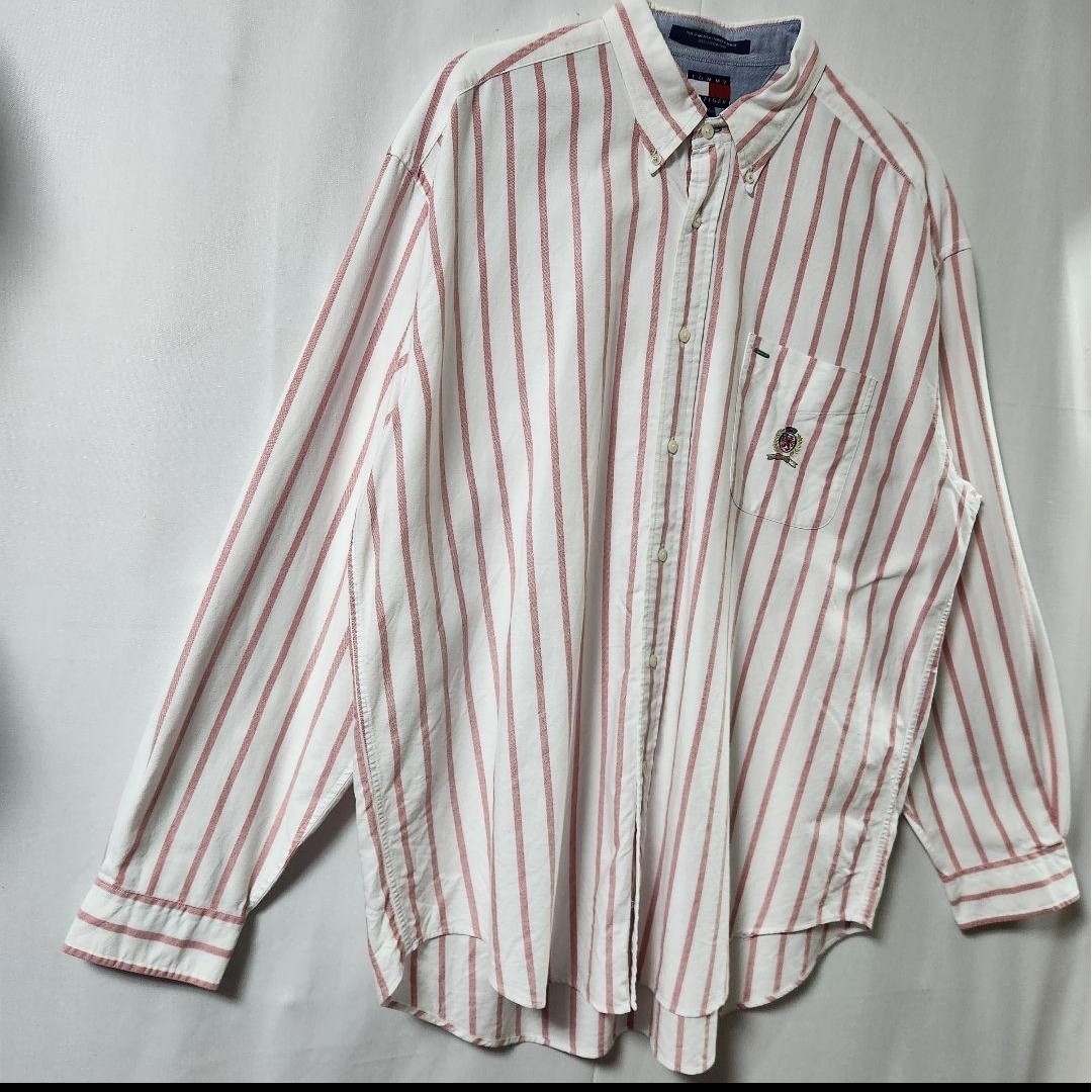 TOMMY HILFIGER(トミーヒルフィガー)の90s　トミーヒルフィガー ストライプ　BDシャツ　長袖　白　サイズXL メンズのトップス(シャツ)の商品写真