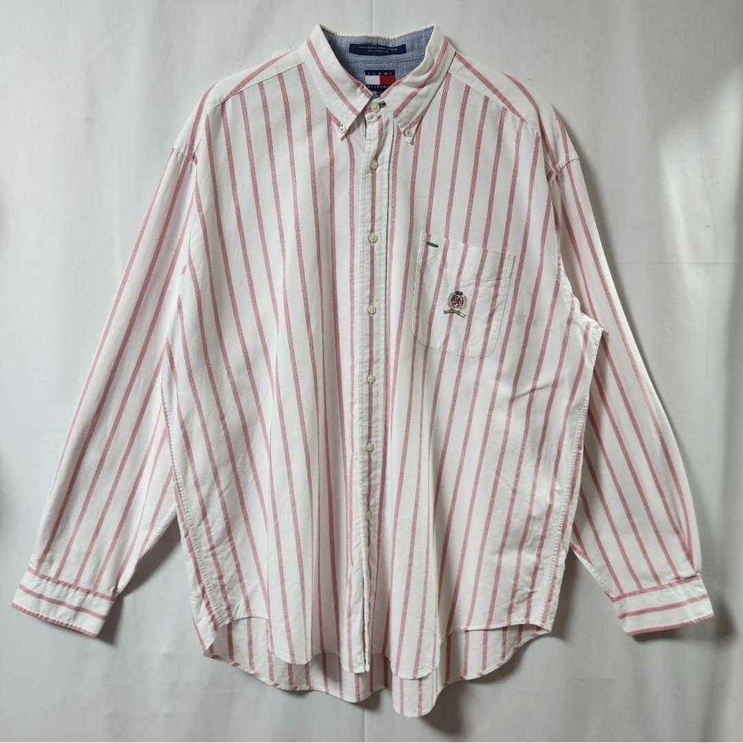 TOMMY HILFIGER(トミーヒルフィガー)の90s　トミーヒルフィガー ストライプ　BDシャツ　長袖　白　サイズXL メンズのトップス(シャツ)の商品写真