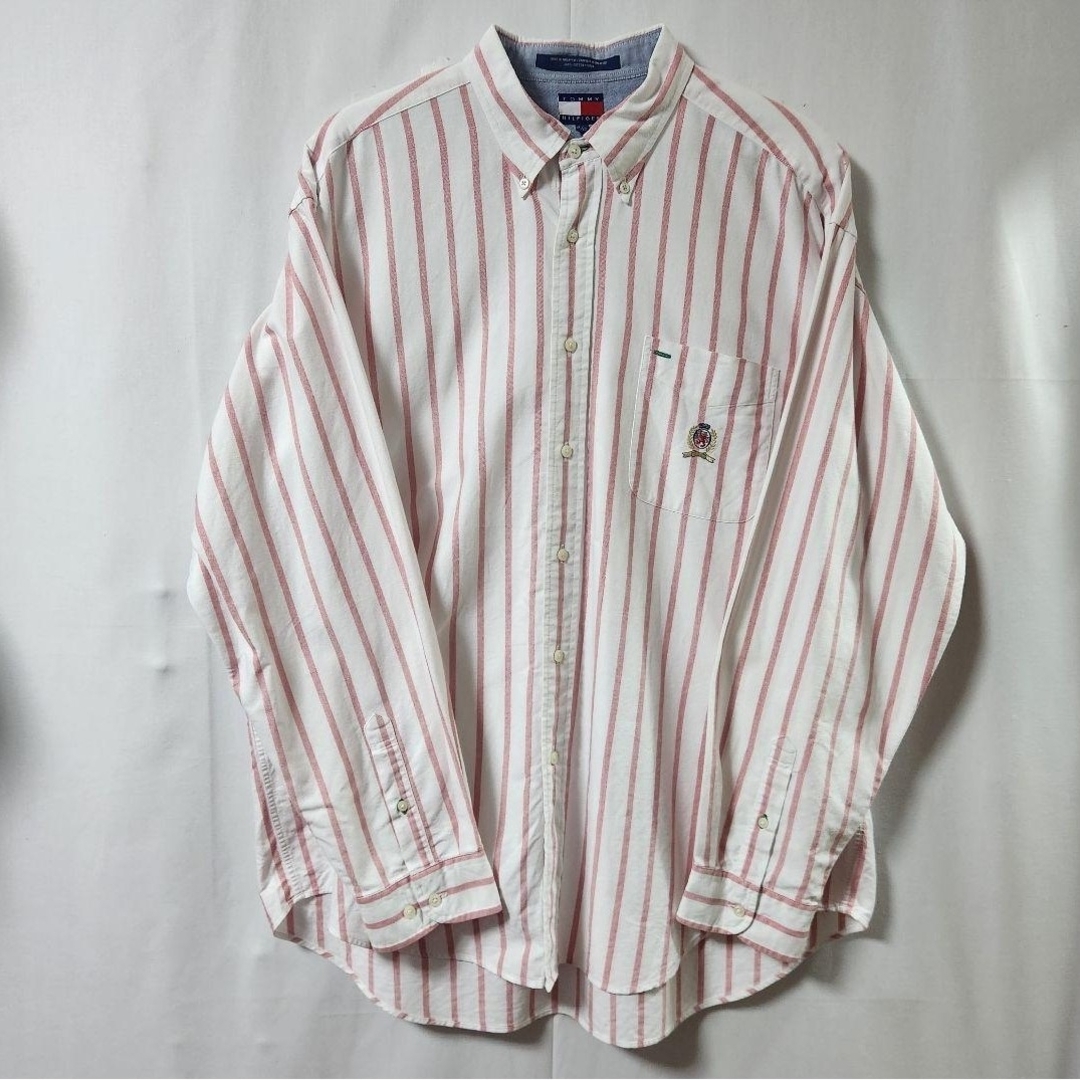 TOMMY HILFIGER(トミーヒルフィガー)の90s　トミーヒルフィガー ストライプ　BDシャツ　長袖　白　サイズXL メンズのトップス(シャツ)の商品写真