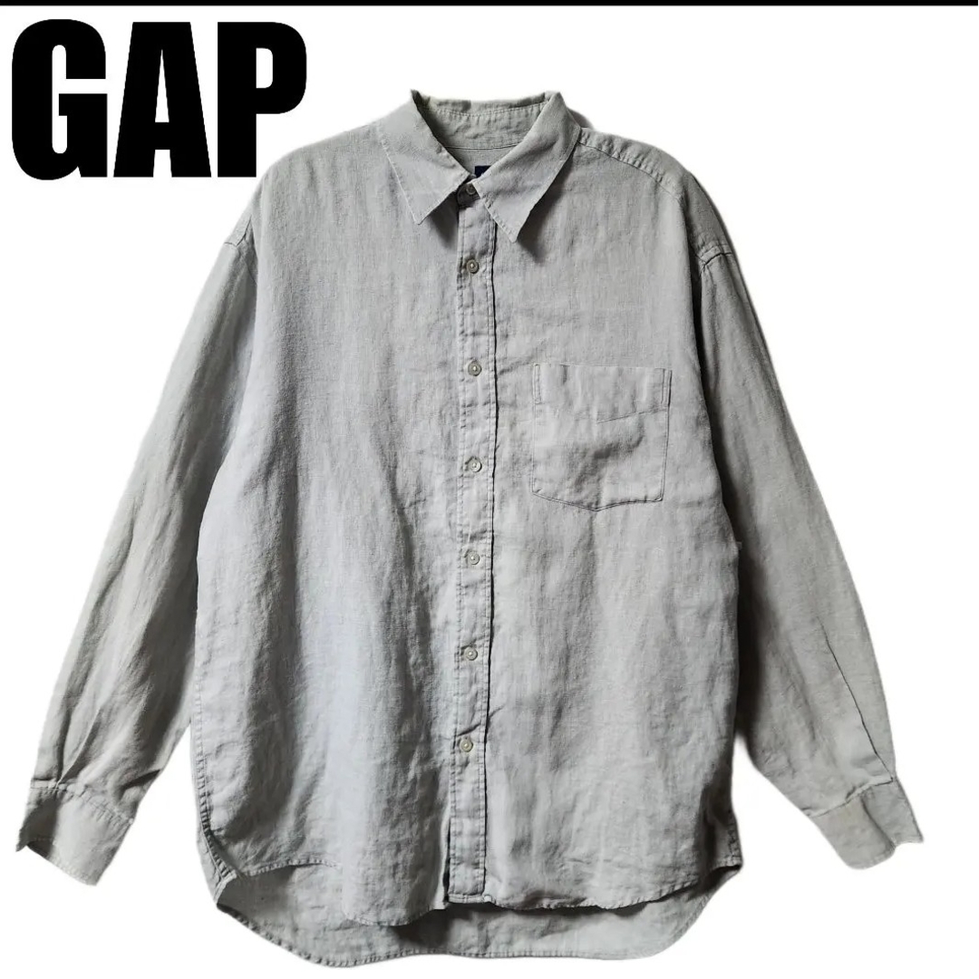 GAP(ギャップ)のOLD GAP ギャップ　リネン　長袖シャツ　グレー　サイズ L メンズのトップス(シャツ)の商品写真