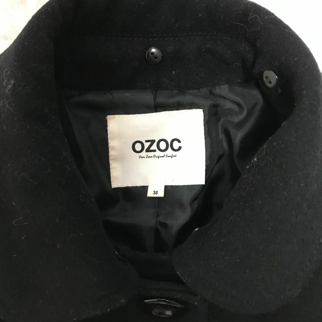 OZOC(オゾック)の【訳あり美品】オゾック ロングコート M 黒 ベルト付き シンプル ✓2727 レディースのジャケット/アウター(ロングコート)の商品写真