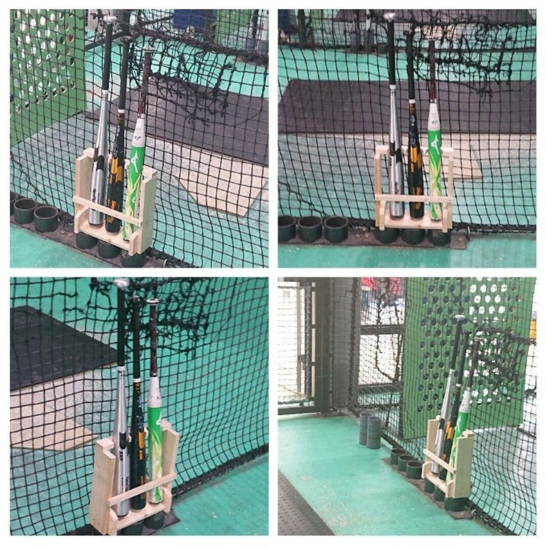 スタイリッシュ　バットスタンド　自立型　６本用　天然木製　完成品　匿名配送 スポーツ/アウトドアの野球(バット)の商品写真