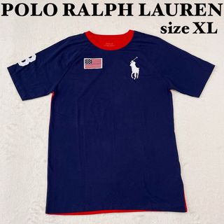 ポロラルフローレン(POLO RALPH LAUREN)の【美品】ポロラルフローレン　半袖Tシャツ　ビッグポニー　星条旗　アメリカ　XL(Tシャツ/カットソー)