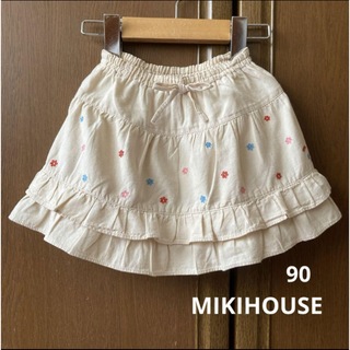 ミキハウス(mikihouse)のミキハウス　お花　刺繍　スカート　フリル　90 春　夏　ファミリア　べべ(スカート)