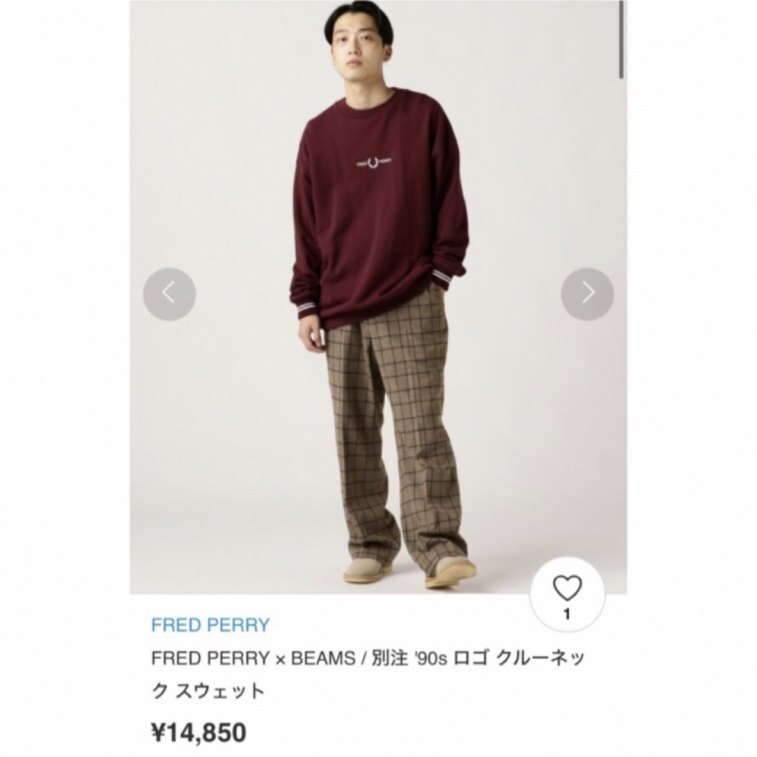 FRED PERRY(フレッドペリー)のFRED PERRY×BEAMS　別注 '90s ロゴクルーネックスウェット メンズのトップス(スウェット)の商品写真