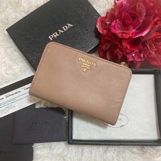 プラダ(PRADA)の付属完備✨PRADA プラダ 折り財布 サフィアーノピンク L字ファフナー(財布)