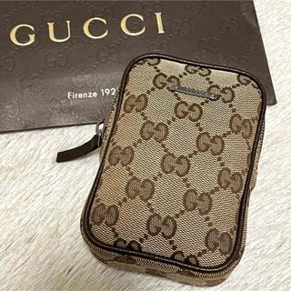 Gucci - 742✨美品✨グッチ シガレットケース ポーチ GGキャンバス×レザー ブラウン