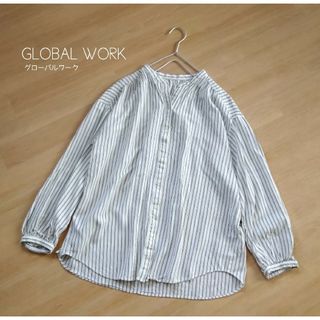 グローバルワーク(GLOBAL WORK)のグローバルワーク　サラサラ　レーヨン ブラウス　Ｌ　ゆったり　大きいサイズ　春物(シャツ/ブラウス(長袖/七分))